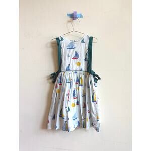 Pink Chicken Sailboats Pinafore Dress 6Y